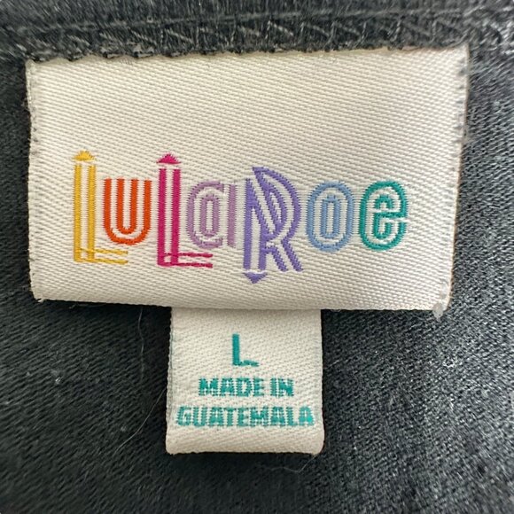 LuLaRoe Irma Tunic Top Womens L Oversized Black Cotton Poly Blend Relaxed Fit SS - Picture 3 of 9